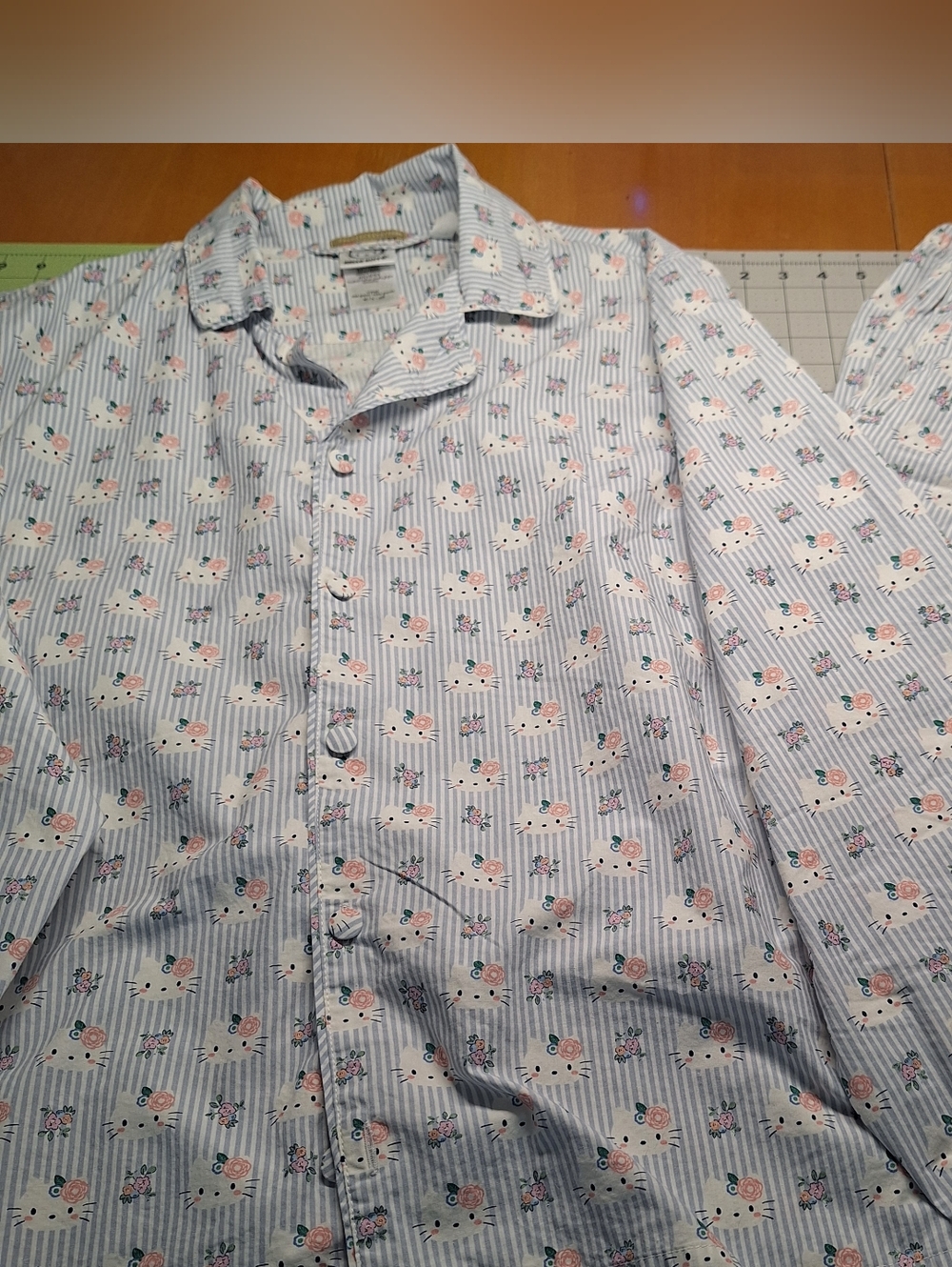 Pottery Barn Teen Hello Kitty Chambray Stripe Pajamas Wmns XL